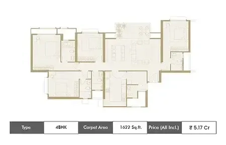 4 BHK Floor Plan (1622 sq.ft.)